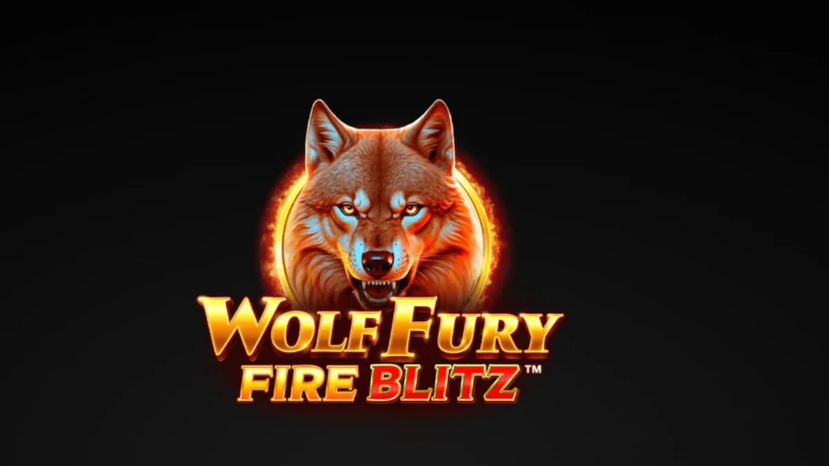 Tampilan visual slot Wolf Fury Fire Blitz dengan simbol buah dan serigala yang menyala.