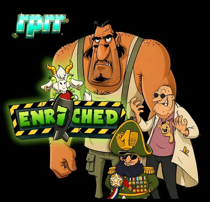 Tampilan visual slot Enriched dengan tema nuklir retro